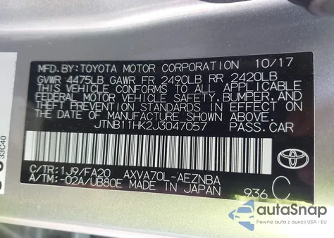 2018 Toyota Camry Le from USA, damaged, VIN JTNB11HK2J3047057